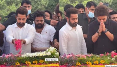 Jr NTR visits NTR Ghat on late grandfather NTR's 101 birth anniversary, offers prayers with half-brother Kalyan Ram