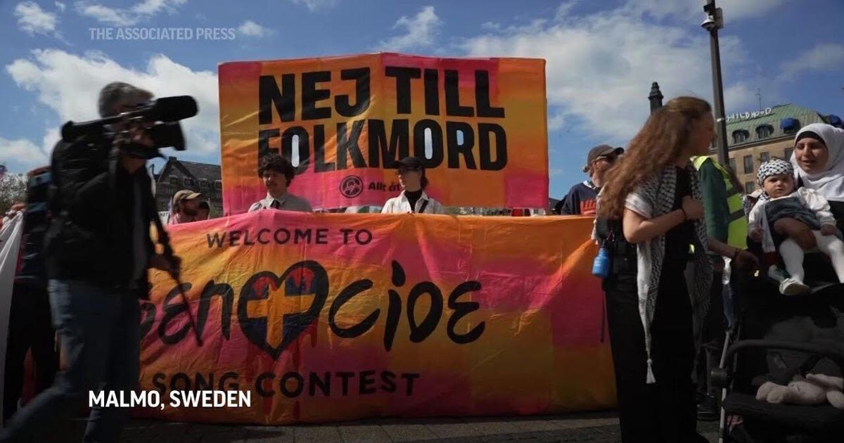 Protest in Malmo ahead of Eurovision Song Contest final plagued by tensions over Israel's involvemen
