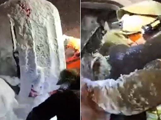 Video: Rescatan a hombre atrapado en un vehículo sepultado por la nieve