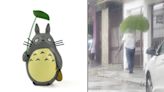 Hombre se vuelve viral al cubrirse de la lluvia con una hoja gigante: “Como Totoro”