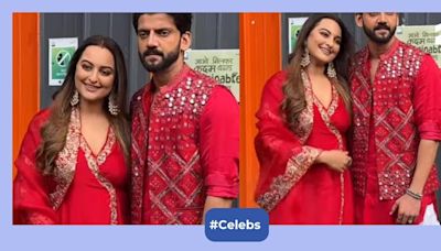 Sonakshi Sinha and Zaheer Iqbal paint the town red in red as they step out in colour-coordinated outfits