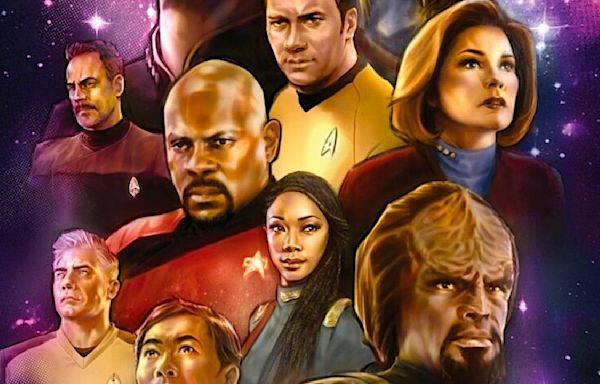 'Star Trek #500' cover showcases a commanding collection of cosmic captains