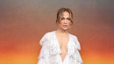Jennifer Lopez Dialed Up the Romance in a Plunging Ruffled Gown With a Thigh High Slit