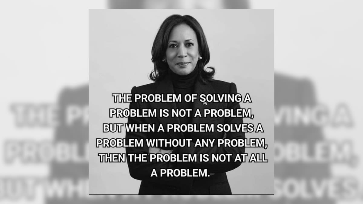 Fact Check: No, Kamala Harris Didn't Say 'the Problem of Solving a Problem Is Not a Problem'