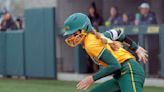 Bison softball awakes offensively, splits pair with Roos