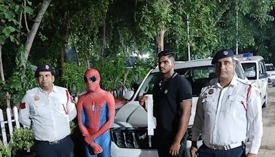 Spiderman Arrested Again In Delhi. This Time For Riding On Scorpio's Bonnet