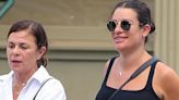 Pregnant Lea Michele drapes bump in black dress while out with mother