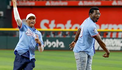 Watch: Cowboys legends Michael Irvin, Drew Pearson throw first pitch at Rangers game