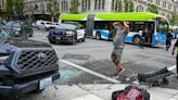 STA bus collides with pickup downtown