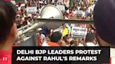 Rahul Gandhi's LS speech: Delhi BJP leaders protest against Cong MP's remarks against party