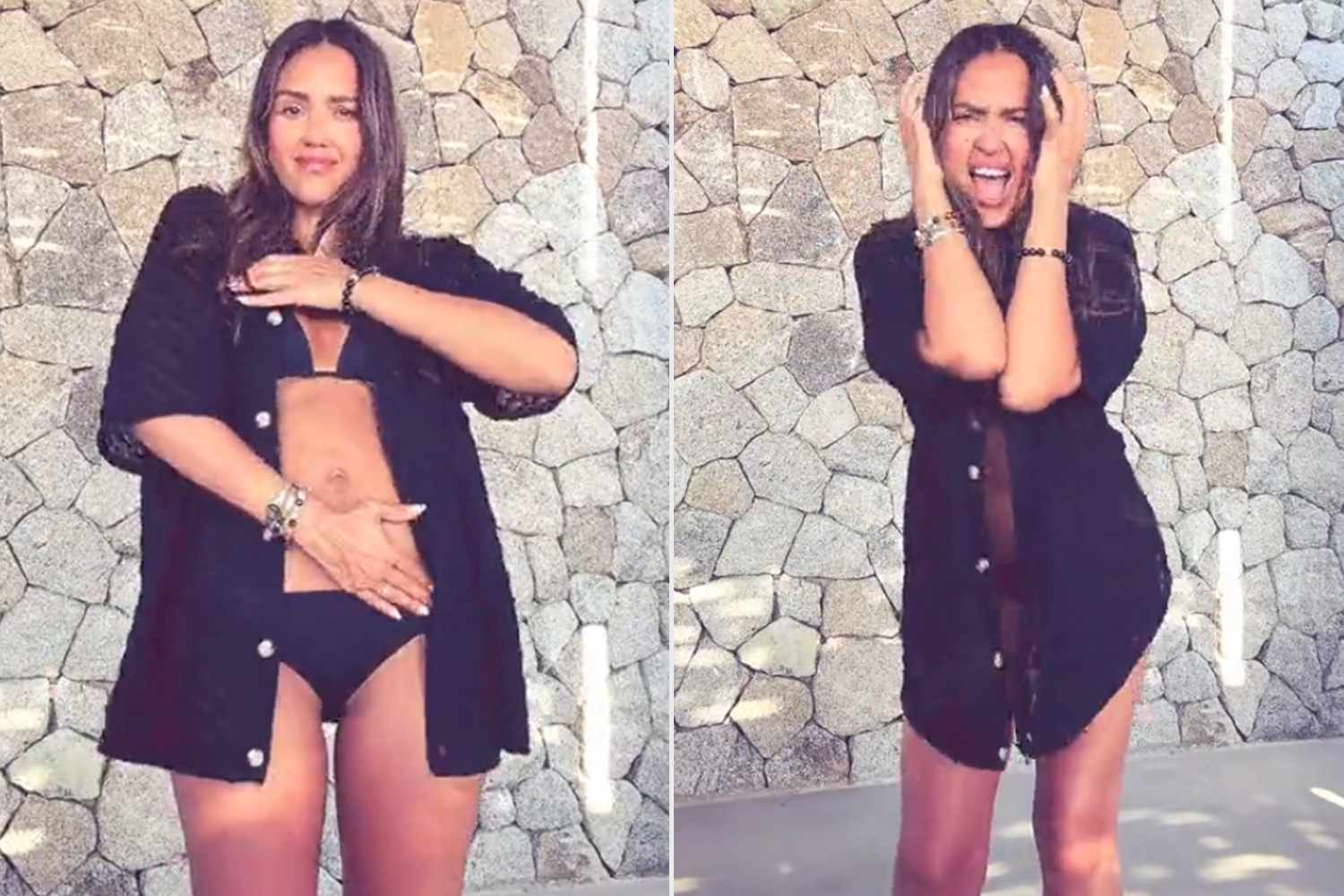 Jessica Alba Does the Viral Charli xcx 'Apple' Dance in Teeny-Tiny Black Bikini: 'Heard It's a Brat Summer'