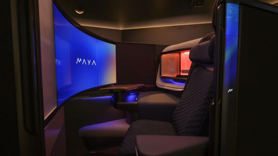 New airplane business class seat design has huge 45-inch TV screen
