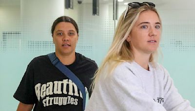 Sam Kerr and her fiancee Kristie Mewis touch down in Australia