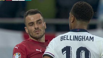 Watch as Bellingham is confronted by Serbia star during England's Euro opener