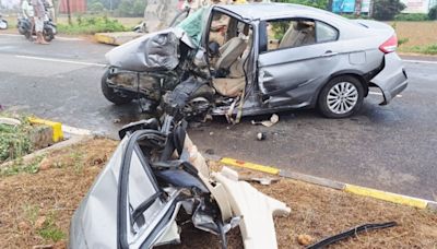 Goa Tragedy: 2 Killed After Speeding Car Rams Into Concrete Pillar Piece To Be Used For Bridge Construction On...