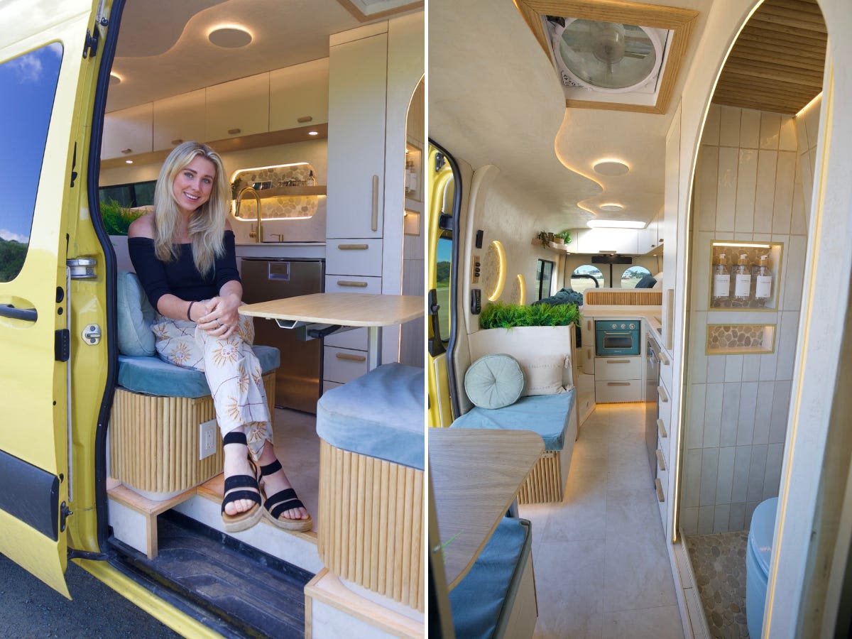 A 24-year-old spent $140,000 buying and converting a Mercedes van. Take a look inside the luxury home on wheels.