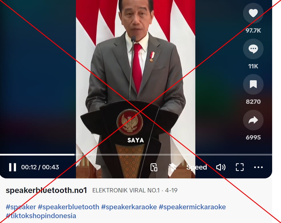 TikTok video of Indonesian President Joko Widodo 'Bluetooth speaker giveaway' is doctored