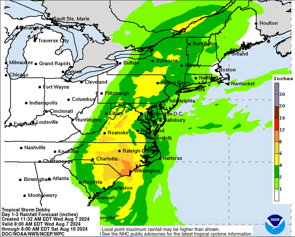 Charlotte braces for Tropical Storm Debby deluge, now just hours from the region