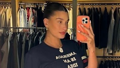 Hailey Bieber Shows Off Her Baby Bump, and Politics, in a Kamala Harris T-Shirt