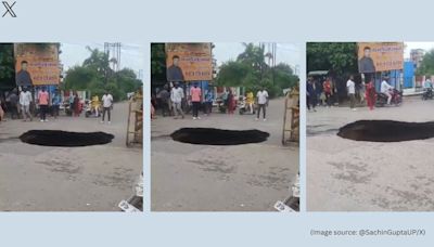 Watch: Huge portion of Lucknow road caves in, viral video sparks outrage