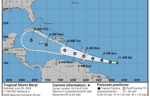 Will Hurricane Beryl impact Palm Beach County? See where the Category 4 storm is headed