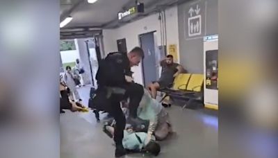 Video of police officer stamping on man's head at Manchester Airport sparks outrage