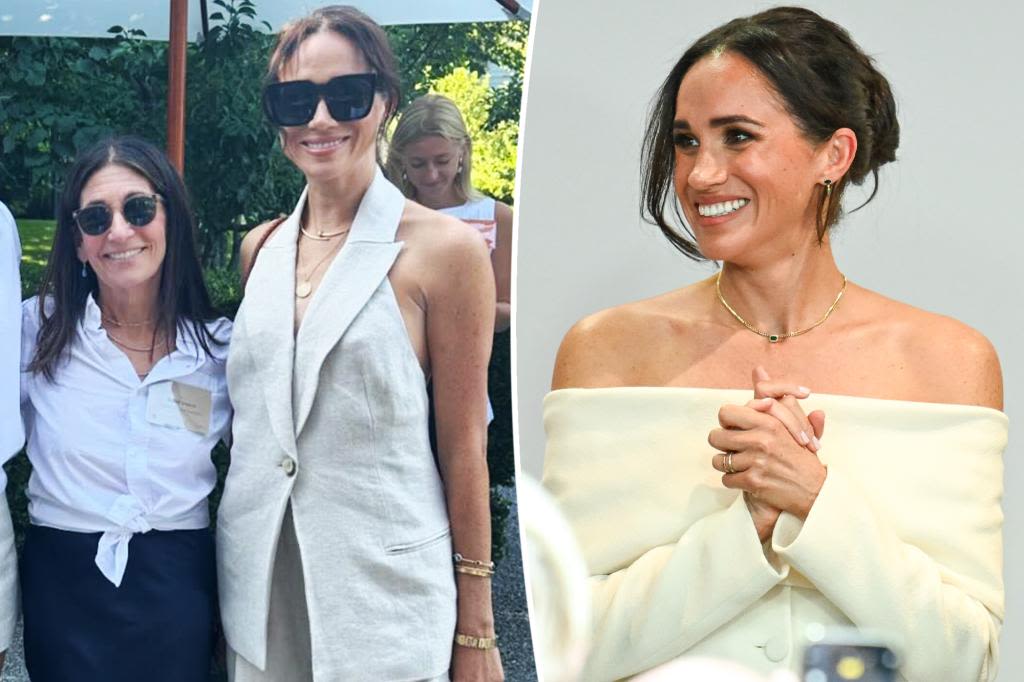 Meghan Markle stuns in natural-colored vest and pants at Hamptons business summit after flying to New York