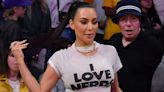 Kim Kardashian Wears a Sheer Crop Top Stating "I Love Nerds" to a Lakers Game