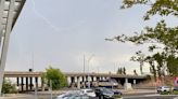 Thunderstorms roll through Fresno area with cloud-to-ground lightning near downtown