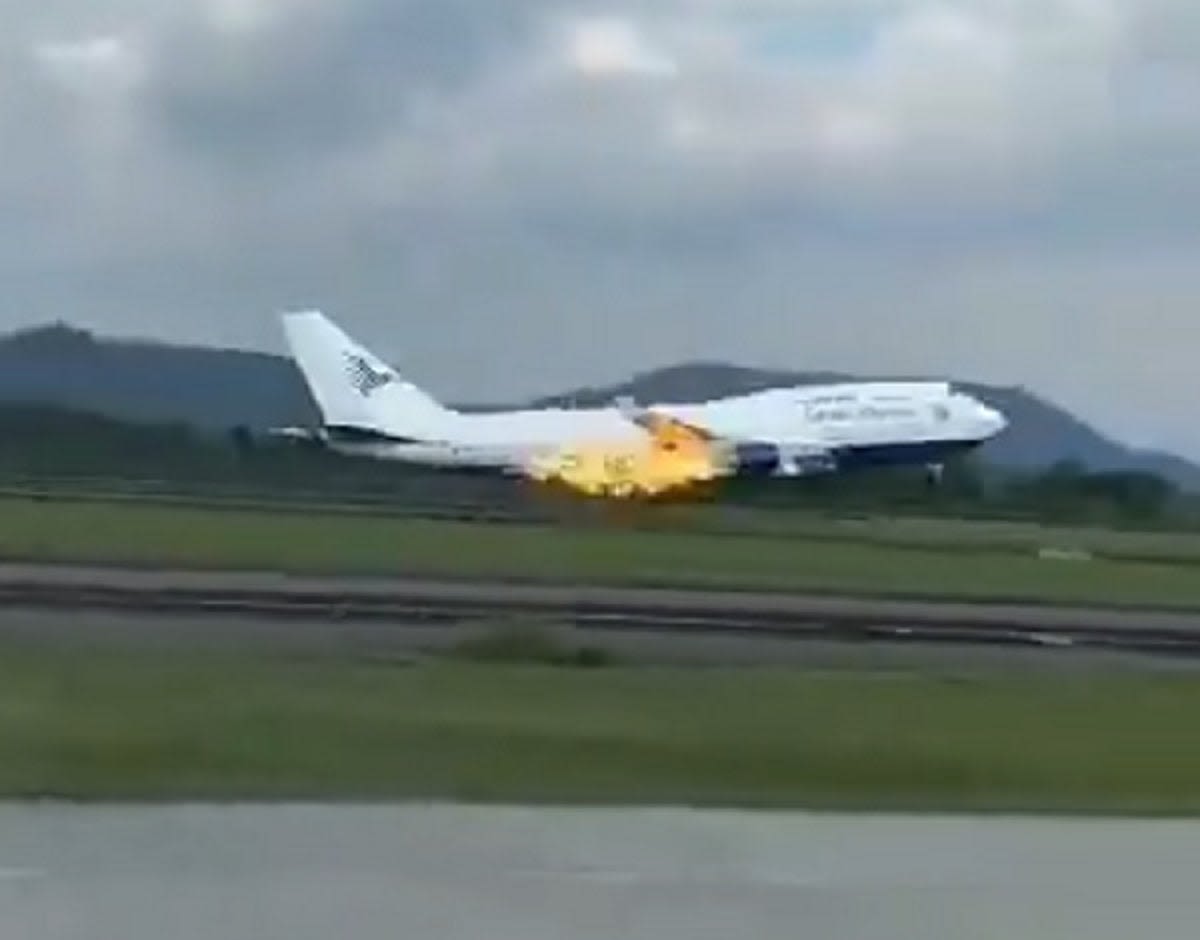 Plane forced to make emergency landing after engine catches fire mid-flight