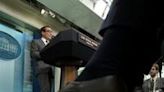 National Security Communications Adviser John Kirby speaks during the daily briefing in the Brady Briefing Room of the White House in Washington, DC, on April...