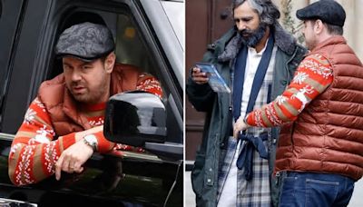Danny Dyer seen for the first time on set of new blockbuster Christmas movie with Big Bang Theory star