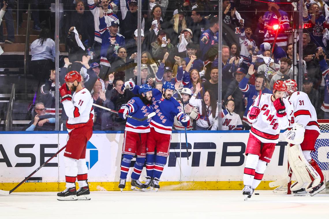 Power outage: New York Rangers edge Carolina Hurricanes in second-round opener, 4-3