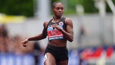Dina Asher-Smith warms the crowd on a chilly day in Manchester