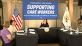 Vice President Kamala Harris discusses better pay and more for health care workers