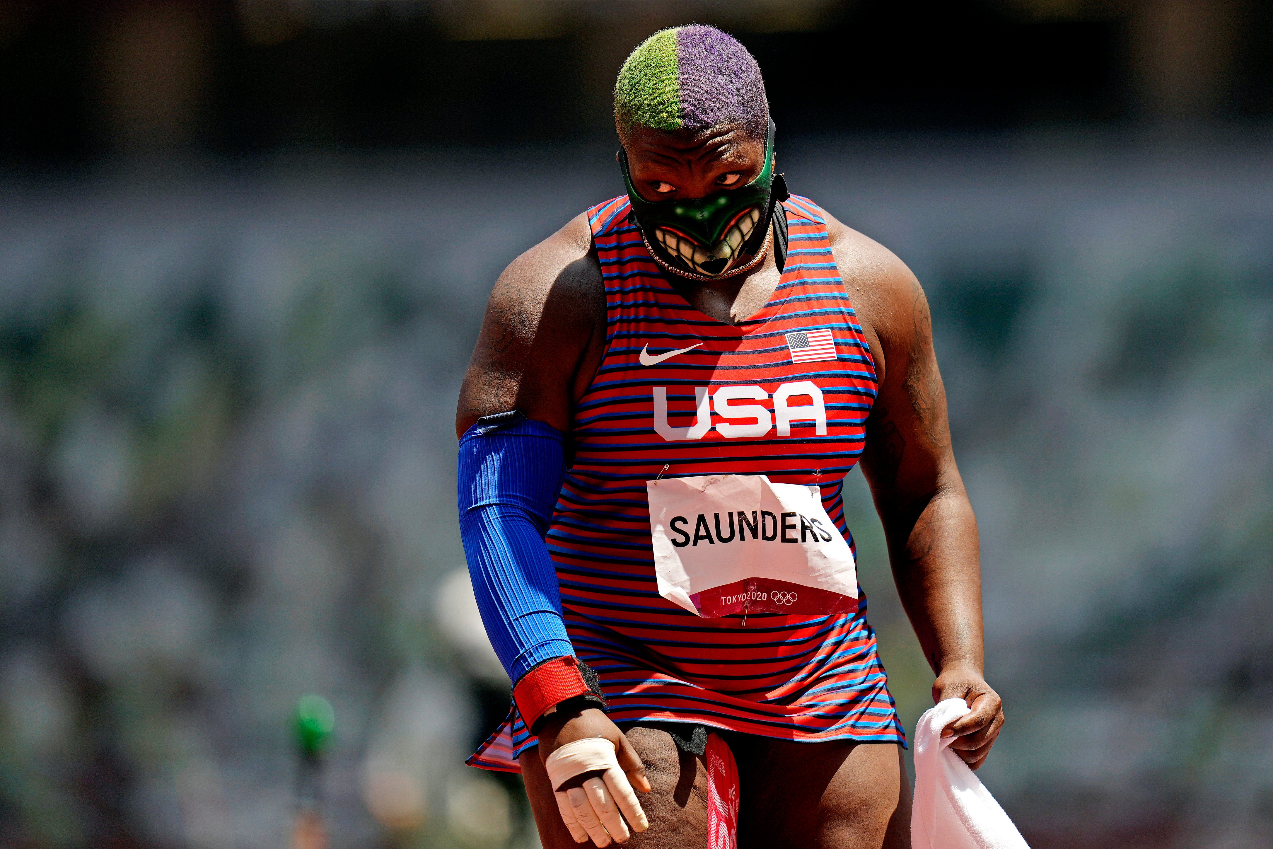 Why does Team USA shot-putter Raven Saunders ('The Hulk') wear a face mask? Here's the answer.