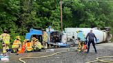 Concrete mixing truck rolls in Woodland; Driver rescued