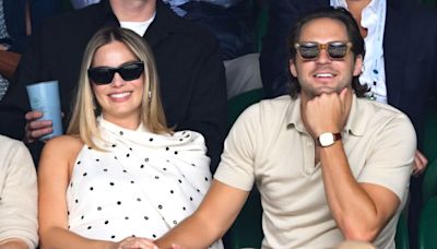 Margot Robbie Is Lovely in a White Polka-Dot Dress at Wimbledon