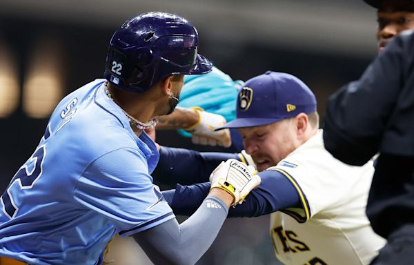 Video: Rays' Jose Siri, Brewers' Abner Uribe Explain How Benches-Clearing Brawl Began