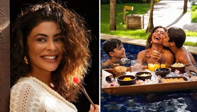 Café na piscina, hidro e spa: Juliana Paes se hospeda com os filhos em resort com diárias de até R$ 8 mil