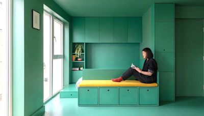A millennial added foldable pieces to her 312-square-foot studio. It now transforms into 4 different rooms. Take a look.