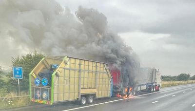 Fairground ride on fire leads to M5 closure