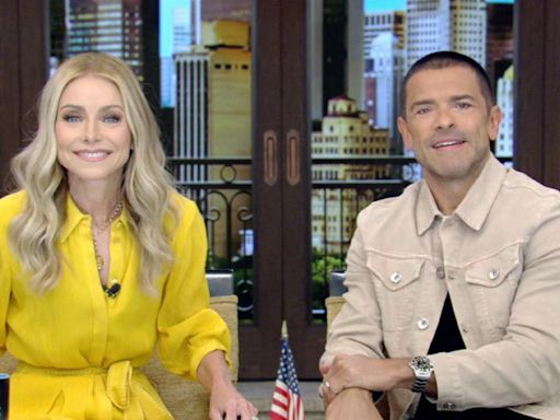 'Live': Mark Consuelos jokes about sending Kelly Ripa "backstage" with airport security after she got "frisked" and reached "second base" with TSA