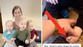 These Identical Triplets Are Hard To Tell Apart, So Their Mom Started Color Coding Them With Nail Polish