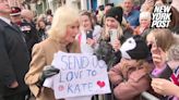 Queen Camilla greets well-wishers at Shrewsbury