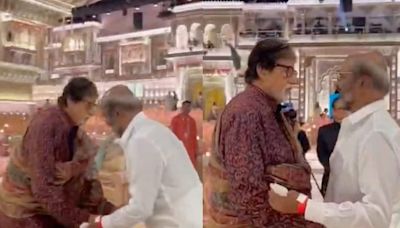 Rajinikanth Touches Amitabh Bachchan's Feet at Anant Ambani's Shubh Aashirwad, Video Goes Viral | Watch - News18