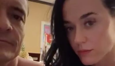 Katy Perry turns wrinkly and old with Orlando Bloom using aging filter