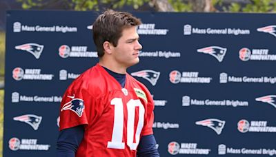 FIRST LOOK: Drake Maye Sports Patriots Uniform at Rookie Premiere