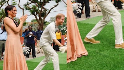 Prince Harry and Meghan Markle Coordinate in Formal Shoes on Day One of Nigeria Trip