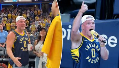 Pat McAfee enjoys Game 4 ‘show’ in courtside seats given by Tyrese Haliburton